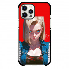 Dragon Ball Android 18 Phone Case For iPhone And Samsung Galaxy Devices - Android 18 Portrait Red Background