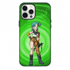 Dragon Ball Z Bulma Phone Case For iPhone Samsung Galaxy Pixel OnePlus Vivo Xiaomi Asus Sony Motorola Nokia - Bulma Standing Portrait Green Hologram Background