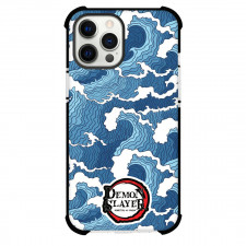 Demon Slayer Phone Case For iPhone Samsung Galaxy Pixel OnePlus Vivo Xiaomi Asus Sony Motorola Nokia - Demon Slayer Logo On Wave Background