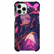 Demon Slayer Nezuko Kamado Phone Case For iPhone Samsung Galaxy Pixel OnePlus Vivo Xiaomi Asus Sony Motorola Nokia - Nezuko Kamado Head Portrait Neon Line Background