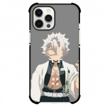 Demon Slayer Sanemi Shinazugawa Phone Case For iPhone Samsung Galaxy Pixel OnePlus Vivo Xiaomi Asus Sony Motorola Nokia - Sanemi Shinazugawa Minimalist Art Grey Background