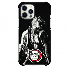Demon Slayer Sanemi Shinazugawa Phone Case For iPhone Samsung Galaxy Pixel OnePlus Vivo Xiaomi Asus Sony Motorola Nokia - Sanemi Shinazugawa Portrait On Orange Background