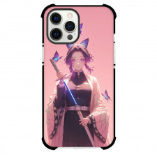 Demon Slayer Shinobu Kocho Phone Case For iPhone Samsung Galaxy Pixel OnePlus Vivo Xiaomi Asus Sony Motorola Nokia - Shinobu Kocho Glowing Pink Background
