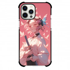 Demon Slayer Shinobu Kocho Phone Case For iPhone Samsung Galaxy Pixel OnePlus Vivo Xiaomi Asus Sony Motorola Nokia - Shinobu Kocho Smiling Pink Background