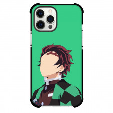 Demon Slayer Tanjiro Kamado Phone Case For iPhone Samsung Galaxy Pixel OnePlus Vivo Xiaomi Asus Sony Motorola Nokia - Tanjiro Kamado Portrait Minimalist On Green Background