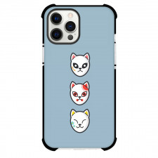 Demon Slayer Phone Case For iPhone Samsung Galaxy Pixel OnePlus Vivo Xiaomi Asus Sony Motorola Nokia - Warding Masks On Blue Background