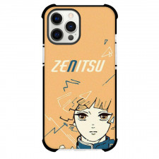 Demon Slayer Zenitsu Agatsuma Phone Case For iPhone Samsung Galaxy Pixel OnePlus Vivo Xiaomi Asus Sony Motorola Nokia - Zenitsu Agatsuma Illustration On Orange Background