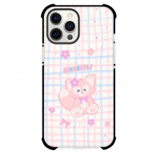 Duffy And Friends Linabell Phone Case For iPhone Samsung Galaxy Pixel OnePlus Vivo Xiaomi Asus Sony Motorola Nokia - Linabell Sitting On Pink Purple Checkered Background