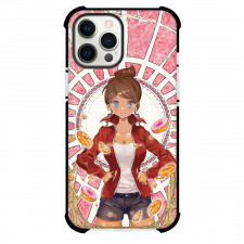 Danganronpa Aoi Asahina Phone Case For iPhone Samsung Galaxy Pixel OnePlus Vivo Xiaomi Asus Sony Motorola Nokia - Aoi Asahina Wear Red Jacket with Pink Donut Background