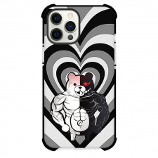 Danganronpa Monokuma Phone Case For iPhone Samsung Galaxy Pixel OnePlus Vivo Xiaomi Asus Sony Motorola Nokia - Monokuma Show the Body on Heart Pattern Background