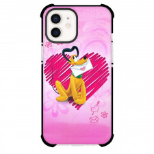 Pluto Phone Case For iPhone Samsung Galaxy Pixel OnePlus Vivo Xiaomi Asus Sony Motorola Nokia - Pluto Biting Letter Pink Heart Background