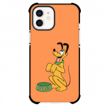 Pluto Phone Case For iPhone Samsung Galaxy Pixel OnePlus Vivo Xiaomi Asus Sony Motorola Nokia - Pluto Looking Up With Food Bowl Orange Background