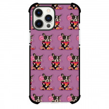 Boston Terrier Dog Phone Case For iPhone Samsung Galaxy Pixel OnePlus Vivo Xiaomi Asus Sony Motorola Nokia - Boston Terrier Dog With Candy Pattern Art On Purple Background