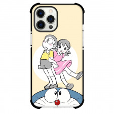 Doraemon Phone Case For iPhone Samsung Galaxy Pixel OnePlus Vivo Xiaomi Asus Sony Motorola Nokia - Nobita Shizuka Blushing Yellow Background