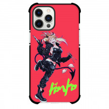 Dorohedoro Nikaido Phone Case For iPhone Samsung Galaxy Pixel OnePlus Vivo Xiaomi Asus Sony Motorola Nokia - Nikaido All Black Wear Hold Sticks on Red Background