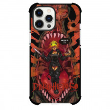Dorohedoro Nikaido Phone Case For iPhone Samsung Galaxy Pixel OnePlus Vivo Xiaomi Asus Sony Motorola Nokia - Nikaido Food for Order and Hold Sword in Dragon Mouth Background
