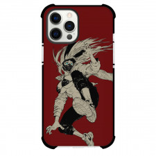 Dorohedoro Nikaido Phone Case For iPhone Samsung Galaxy Pixel OnePlus Vivo Xiaomi Asus Sony Motorola Nokia - Nikaido Kick While Flying Have Blue Eyes on Mehroon Background