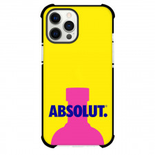 Absolut Vodka Phone Case For iPhone Samsung Galaxy Pixel OnePlus Vivo Xiaomi Asus Sony Motorola Nokia - Absolut Vodka Logo On Pink Bottle Yellow Background