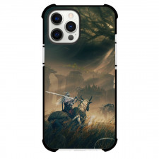 Elder Ring Shadow Of The Erdtree Phone Case For iPhone and Samsung Galaxy Devices - Player Riding Horse Erdtree Background