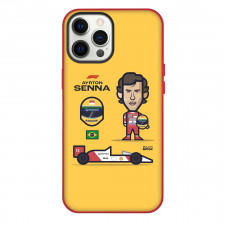 F1 Formula One Ayrton Senna Phone Case For iPhone Samsung Galaxy Pixel OnePlus Vivo Xiaomi Asus Sony Motorola Nokia - Ayrton Senna Chibi Art On Yellow Background