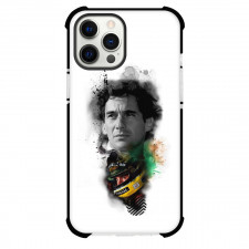 F1 Formula One Ayrton Senna Phone Case For iPhone Samsung Galaxy Pixel OnePlus Vivo Xiaomi Asus Sony Motorola Nokia - Ayrton Senna Grayscale Portrait With Colored Image On White Background