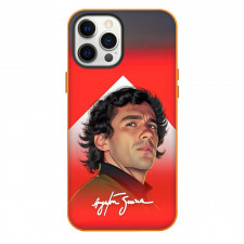 F1 Formula One Ayrton Senna Phone Case For iPhone Samsung Galaxy Pixel OnePlus Vivo Xiaomi Asus Sony Motorola Nokia - Ayrton Senna Portrait Painting On Red Background
