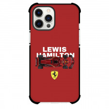 F1 Formula One Lewis Hamilton Phone Case For iPhone Samsung Galaxy Pixel OnePlus Vivo Xiaomi Asus Sony Motorola Nokia - Lewis Hamilton 44 F1 Ferrari Car Illustration Art On Red Background