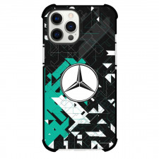F1 Formula One Team Mercedes Benz Case For iPhone Samsung Galaxy Pixel OnePlus Vivo Xiaomi Asus Sony Motorola Nokia - White Logo Geometric Background