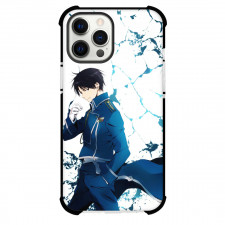 Fullmetal Alchemist Roy Mustang Phone Case For iPhone Samsung Galaxy Pixel OnePlus Vivo Xiaomi Asus Sony Motorola Nokia - Roy Mustang Wear Blue Costume with White Marble Print Background
