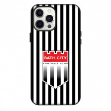 National League South Bath City Phone Case For iPhone Samsung Galaxy Pixel OnePlus Vivo Xiaomi Asus Sony Motorola Nokia - Large Logo In Black And White Stripe Background