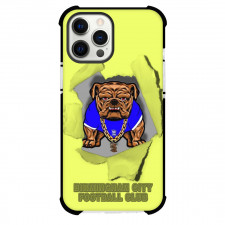 Birmingham City FC Phone Case For iPhone Samsung Galaxy Pixel OnePlus Vivo Xiaomi Asus Sony Motorola Nokia - Birmingham City FC Bulldog Poster With Yellow Torn Paper Background