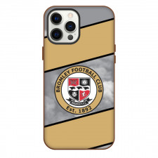 EFL League Two Bromley Phone Case For iPhone Samsung Galaxy Pixel OnePlus Vivo Xiaomi Asus Sony Motorola Nokia - Large Logo In Gray And Brown Stripe Background