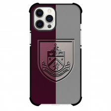 Burnley F.C. Phone Case For iPhone Samsung Galaxy Pixel OnePlus Vivo Xiaomi Asus Sony Motorola Nokia - Burnley F.C. Emboss Logo On Red Gray Leather Background