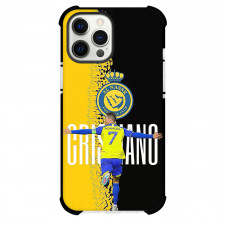 Cristiano Ronaldo Phone Case For iPhone Samsung Galaxy Pixel OnePlus Vivo Xiaomi Asus Sony Motorola Nokia - Cristiano Ronaldo 7 Al-Nassr FC Back Running On Yellow Black Background