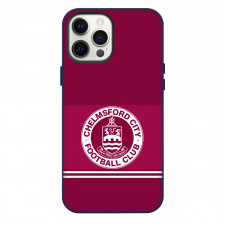 National League South Chelmsford City Phone Case For iPhone Samsung Galaxy Pixel OnePlus Vivo Xiaomi Asus Sony Motorola Nokia - Large logo In Red And White Stripe Background