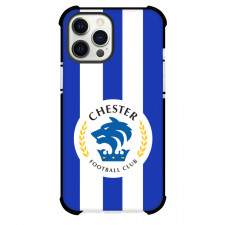 National League North Chester Phone Case For iPhone Samsung Galaxy Pixel OnePlus Vivo Xiaomi Asus Sony Motorola Nokia - Large Logo In Blue And White Stripe Background