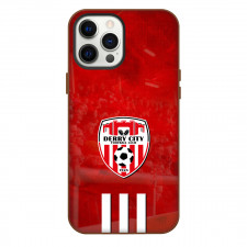 Derry City FC Phone Case For iPhone Samsung Galaxy Pixel OnePlus Vivo Xiaomi Asus Sony Motorola Nokia - Logo In Red Grunge Background