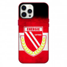 Energie Cottbus Phone Case For iPhone Samsung Galaxy Pixel OnePlus Vivo Xiaomi Asus Sony Motorola Nokia - Logo In White Red And Black Grunge Background Football Club