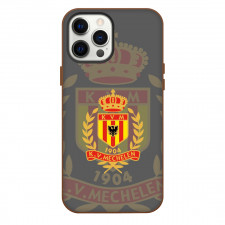 KV Mechelen Phone Case For iPhone Samsung Galaxy Pixel OnePlus Vivo Xiaomi Asus Sony Motorola Nokia - Logo Overlay In Gray Background Football Club