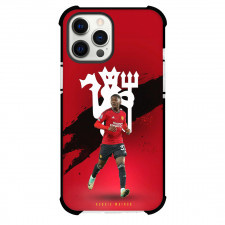 Kobbie Mainoo Phone Case For iPhone Samsung Galaxy Pixel OnePlus Vivo Xiaomi Asus Sony Motorola Nokia - Kobbie Mainoo Manchester United Running On Red Blue Background