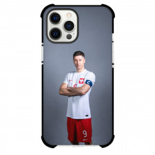 Robert Lewandowski Phone Case For iPhone Samsung Galaxy Pixel OnePlus Vivo Xiaomi Asus Sony Motorola Nokia - Robert Lewandowski Jersey Number 9 Poland National Team Standing Portrait On Grey Background