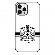 National League North Marine Association Phone Case For iPhone Samsung Galaxy Pixel OnePlus Vivo Xiaomi Asus Sony Motorola Nokia - Large Logo In Black And White Stripe Background