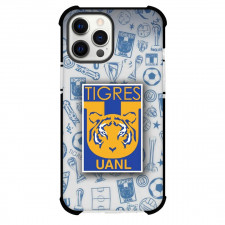Club Tigres de la Universidad Autonoma de Nuevo Leon Phone Case For iPhone Samsung Galaxy Pixel OnePlus Vivo Xiaomi Asus Sony Motorola Nokia - Club Tigres de la Universidad Autonoma de Nuevo Leon Logo with Sports Icon Pattern Background