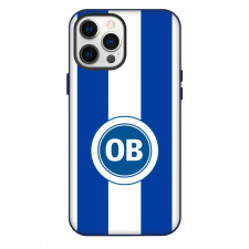 Odense Boldklub Football Club Phone Case For iPhone Samsung Galaxy Pixel OnePlus Vivo Xiaomi Asus Sony Motorola Nokia - Logo In Blue And White Stripe Background