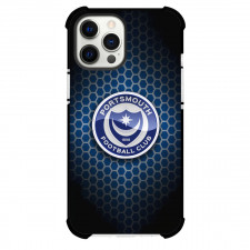 Portsmouth F.C. Phone Case For iPhone Samsung Galaxy Pixel OnePlus Vivo Xiaomi Asus Sony Motorola Nokia - Portsmouth F.C. Logo On Blue Honey Comb Background