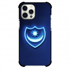Portsmouth F.C. Phone Case For iPhone Samsung Galaxy Pixel OnePlus Vivo Xiaomi Asus Sony Motorola Nokia - Portsmouth F.C. Logo Icon Glowing On Blue Background