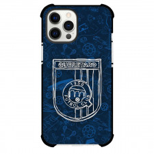 Queretaro Futbol Club Phone Case For iPhone Samsung Galaxy Pixel OnePlus Vivo Xiaomi Asus Sony Motorola Nokia - Queretaro Futbol Club Logo with Blue Sketch Pattern Effect