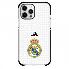 Real Madrid FC Phone Case For iPhone Samsung Galaxy Pixel OnePlus Vivo Xiaomi Asus Sony Motorola Nokia - Real Madrid FC Logo And Adidas Monogram On White Background