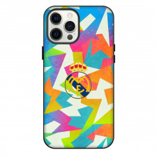 Real Madrid FC Phone Case For iPhone Samsung Galaxy Pixel OnePlus Vivo Xiaomi Asus Sony Motorola Nokia - Real Madrid FC Logo On Colorful Abstract Polygon Background