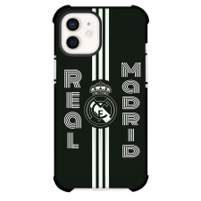 Real Madrid CF Phone Case For iPhone Samsung Galaxy Pixel OnePlus Vivo Xiaomi Asus Sony Motorola Nokia - Real Madrid CF Logo On White Stripe Black Background